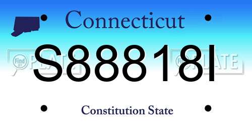 S88818I Connecticut License Plate