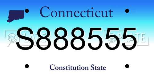 S888555 Connecticut License Plate