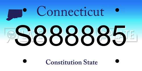 S888885 Connecticut License Plate