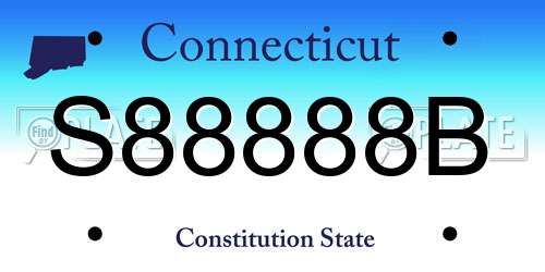 S88888B Connecticut License Plate