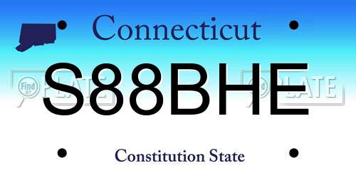 S88BHE Connecticut License Plate