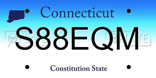 S88EQM Connecticut License Plate