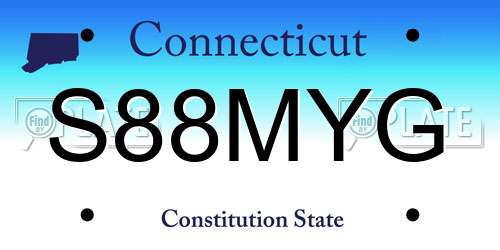 S88MYG Connecticut License Plate