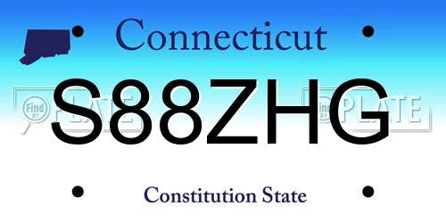 S88ZHG Connecticut License Plate