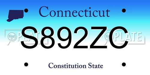 S892ZC Connecticut License Plate