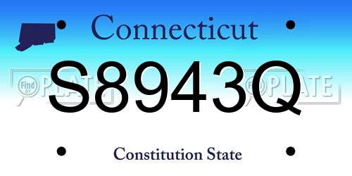 S8943Q Connecticut License Plate