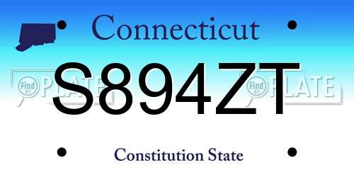 S894ZT Connecticut License Plate