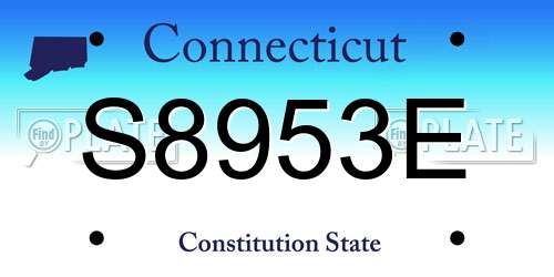 S8953E Connecticut License Plate
