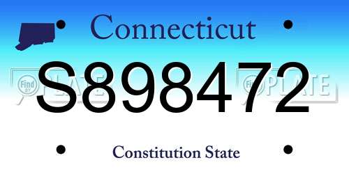 S898472 Connecticut License Plate