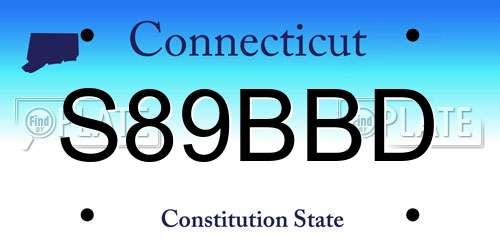 S89BBD Connecticut License Plate