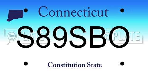 S89SBO Connecticut License Plate