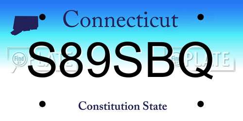 S89SBQ Connecticut License Plate