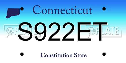 S922ET Connecticut License Plate