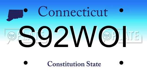 S92WOI Connecticut License Plate