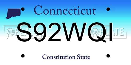 S92WQI Connecticut License Plate