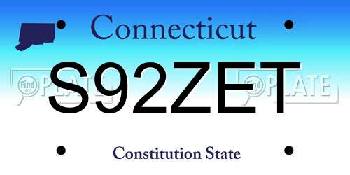 S92ZET Connecticut License Plate