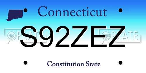 S92ZEZ Connecticut License Plate