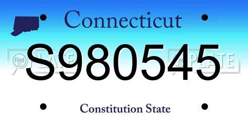 S980545 Connecticut License Plate