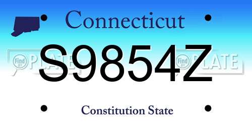 S9854Z Connecticut License Plate