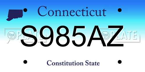 S985AZ Connecticut License Plate