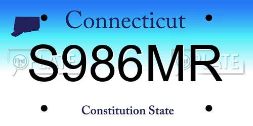 S986MR Connecticut License Plate