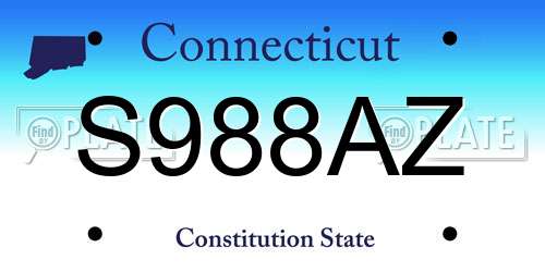S988AZ Connecticut License Plate