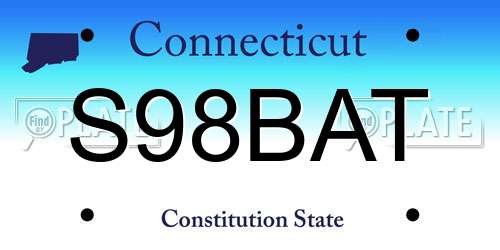 S98BAT Connecticut License Plate