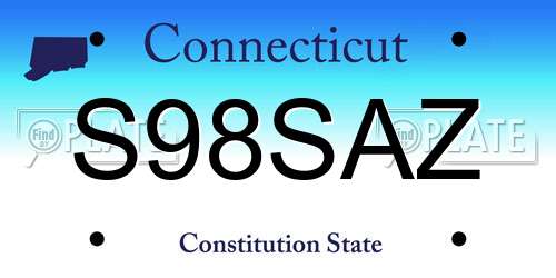 S98SAZ Connecticut License Plate