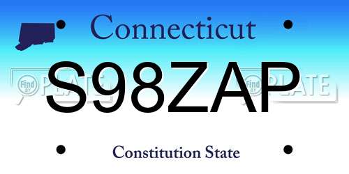 S98ZAP Connecticut License Plate