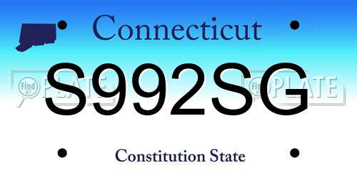 S992SG Connecticut License Plate