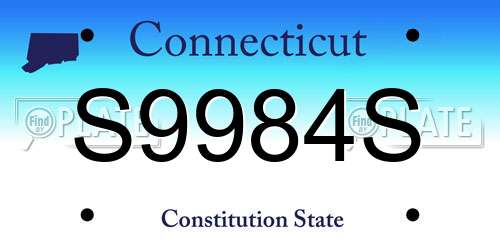 S9984S Connecticut License Plate