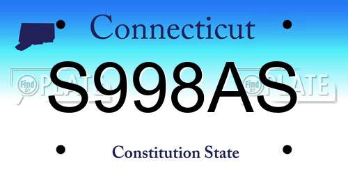 S998AS Connecticut License Plate