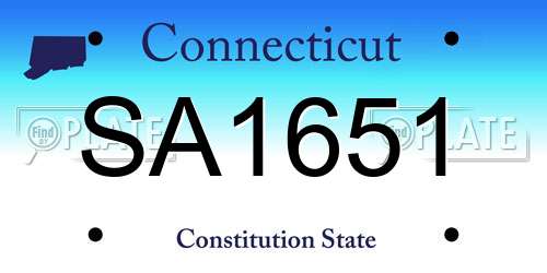 SA1651 Connecticut License Plate
