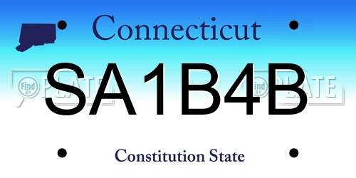 SA1B4B Connecticut License Plate