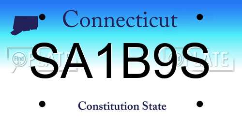 SA1B9S Connecticut License Plate