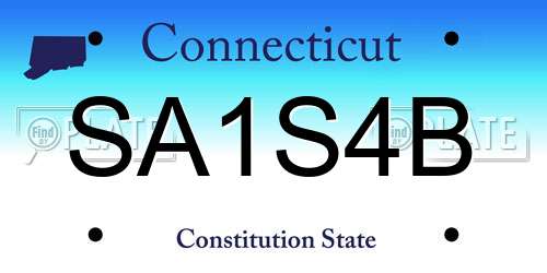 SA1S4B Connecticut License Plate