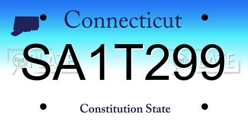 SA1T299 Connecticut License Plate