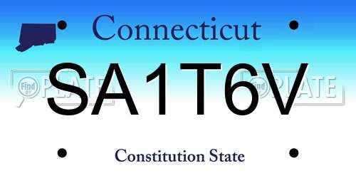 SA1T6V Connecticut License Plate