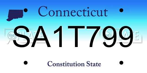 SA1T799 Connecticut License Plate