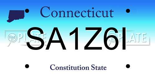 SA1Z6I Connecticut License Plate