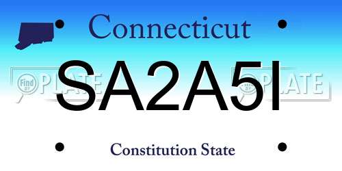 SA2A5I Connecticut License Plate