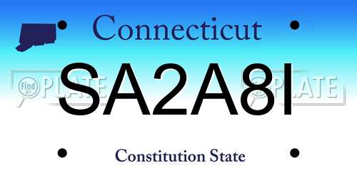SA2A8I Connecticut License Plate