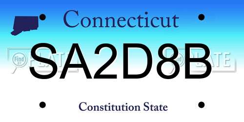 SA2D8B Connecticut License Plate