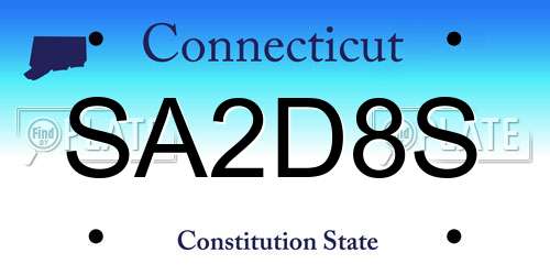 SA2D8S Connecticut License Plate