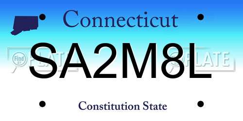 SA2M8L Connecticut License Plate