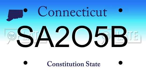 SA2O5B Connecticut License Plate