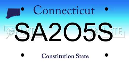 SA2O5S Connecticut License Plate