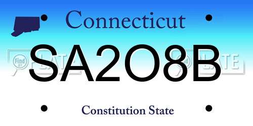 SA2O8B Connecticut License Plate