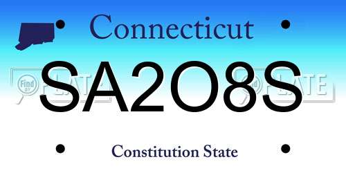 SA2O8S Connecticut License Plate