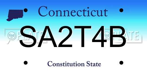 SA2T4B Connecticut License Plate
